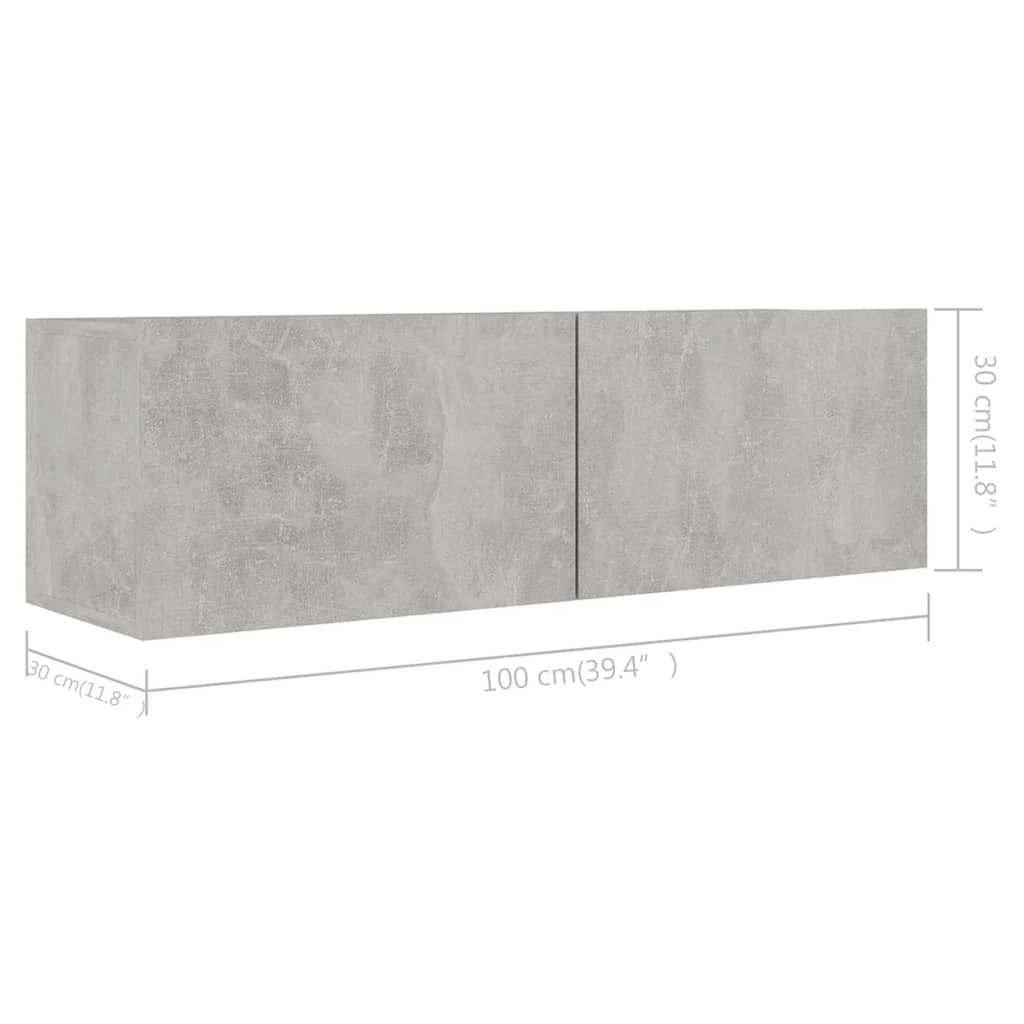 Mobile TV multimediale mensola TV credenza mobile TV sala da pranzo soggiorno camera da letto 4 pezzi 100 x 30 x 30 cm legno ingegnerizzato grigio 02_0028697