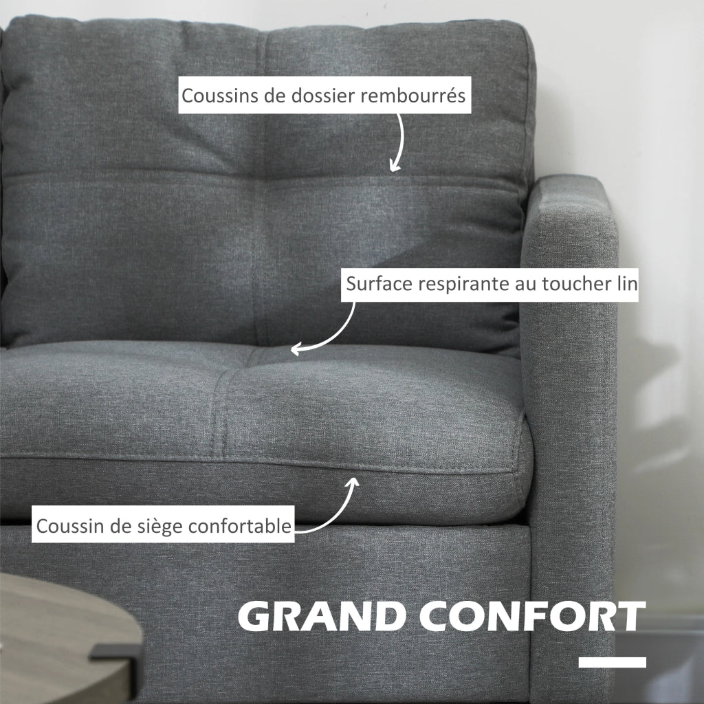 Divano 2 posti contemporaneo ¨C zephmum ¨C tessuto grigio scuro pi¨¨tement in metallo nero