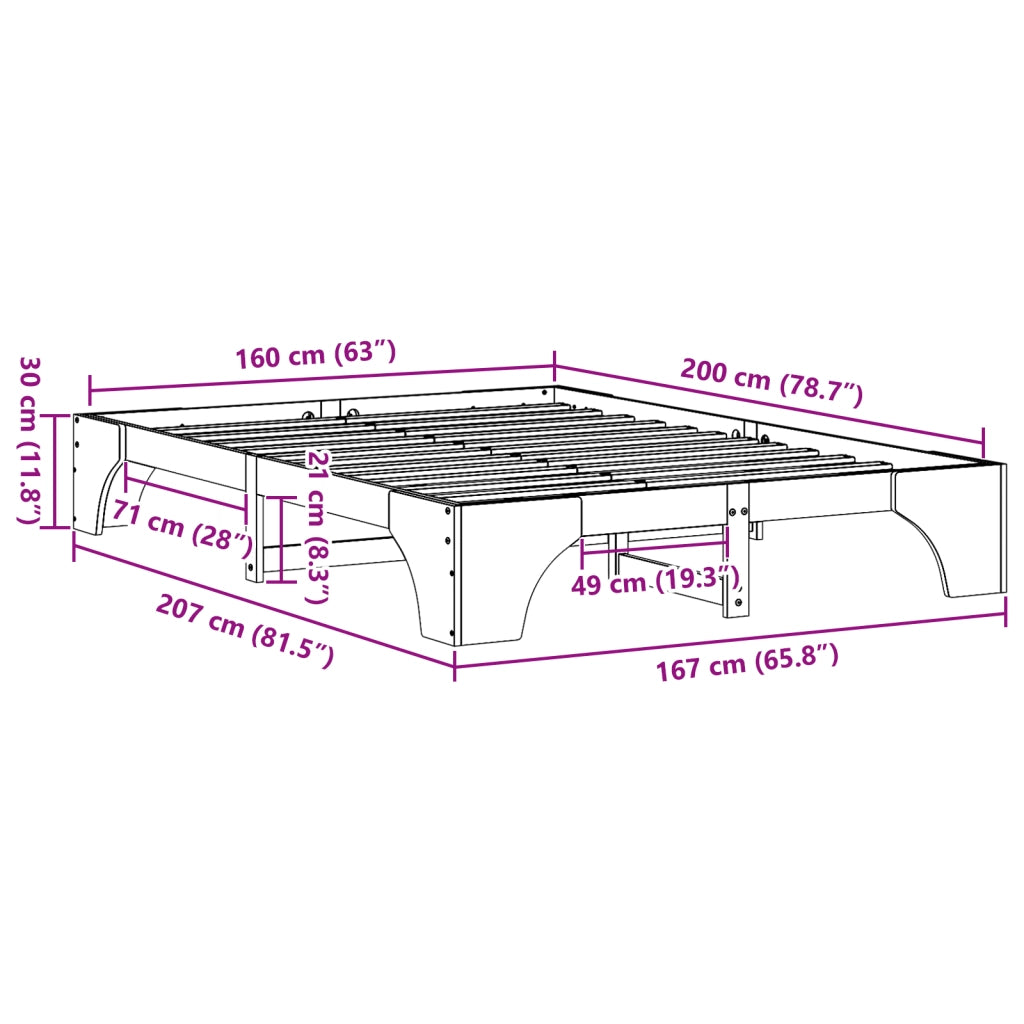 Struttura Letto Marrone Cerato Legno 160 x 200 cm Durevole