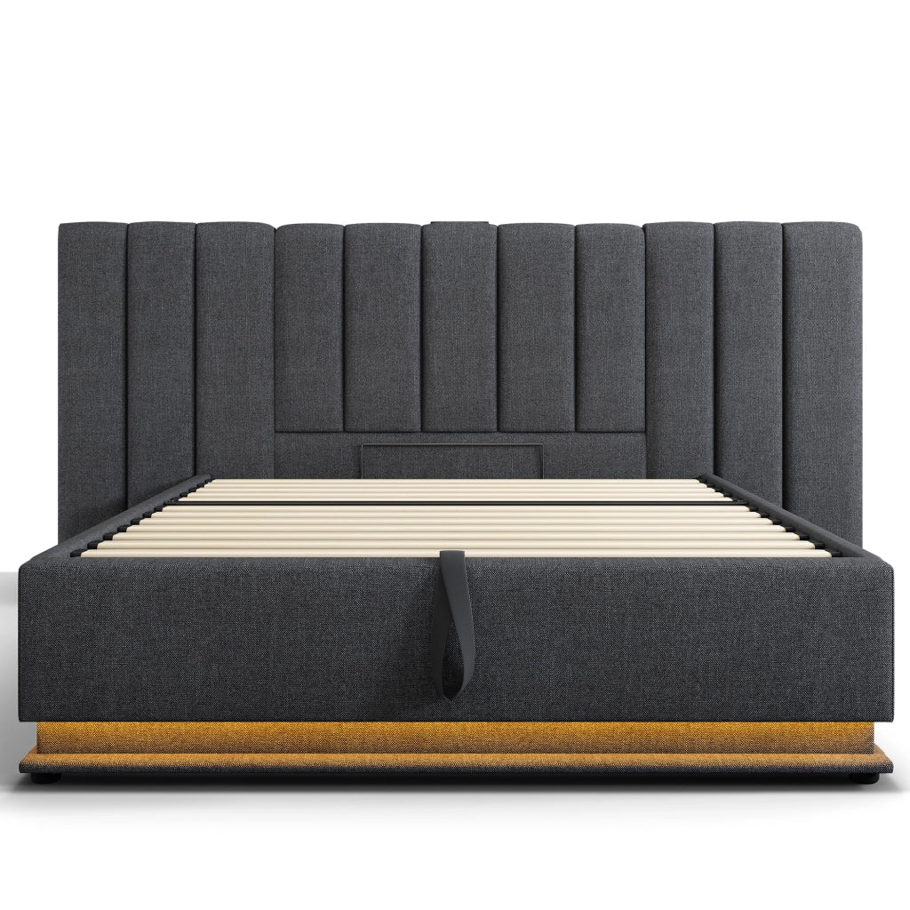 letto imbottito lino grigio 160x200 cm