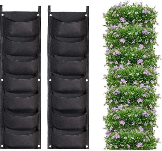 Pannelli Verticale per Giardino - Sacchetto per Piante da Appendere - Indoor e Outdoor - Adatto per Terrazza - 2 x 7 cassette