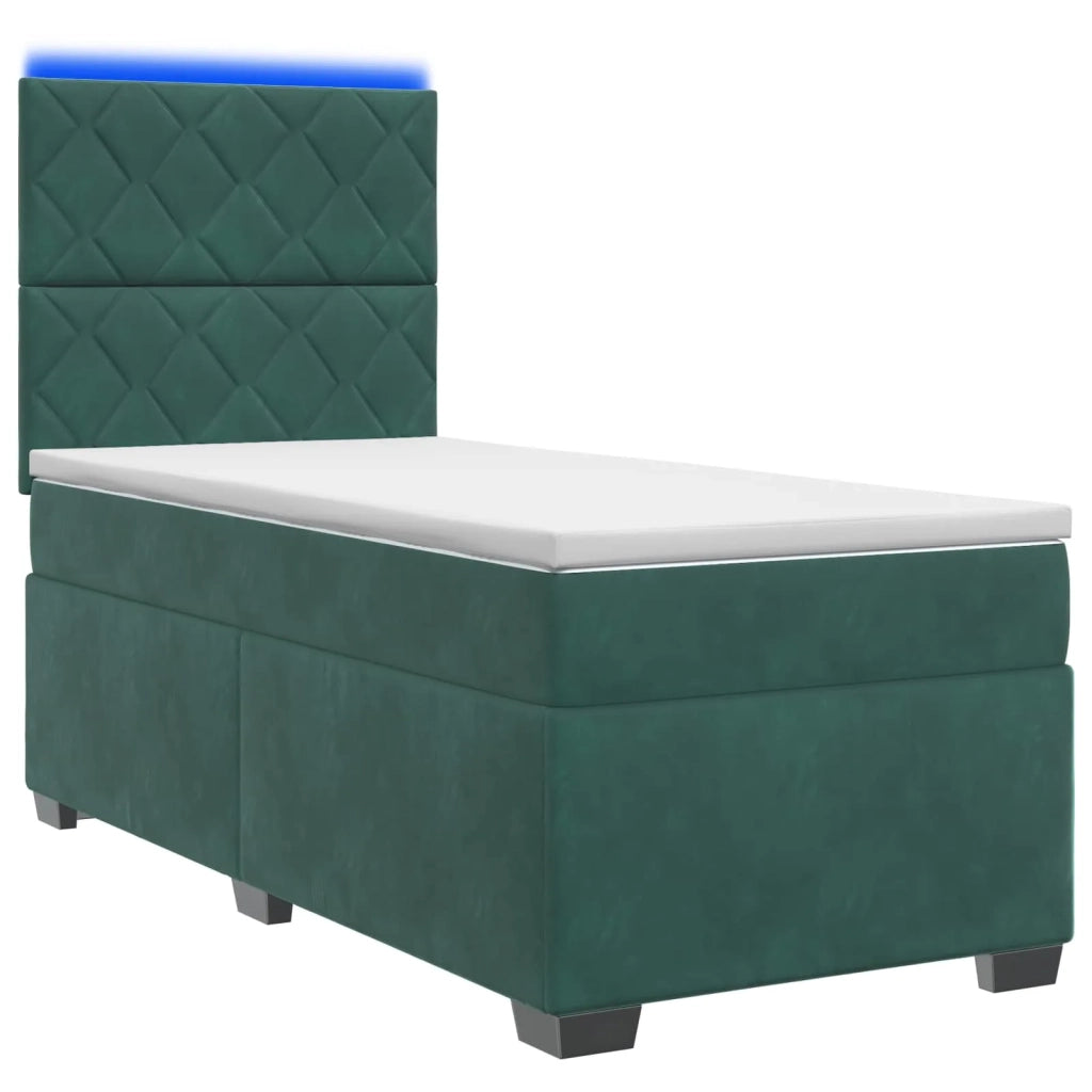 Letto box spring con materasso Verde Scuro 100 x 200 cm Velluto 3455057