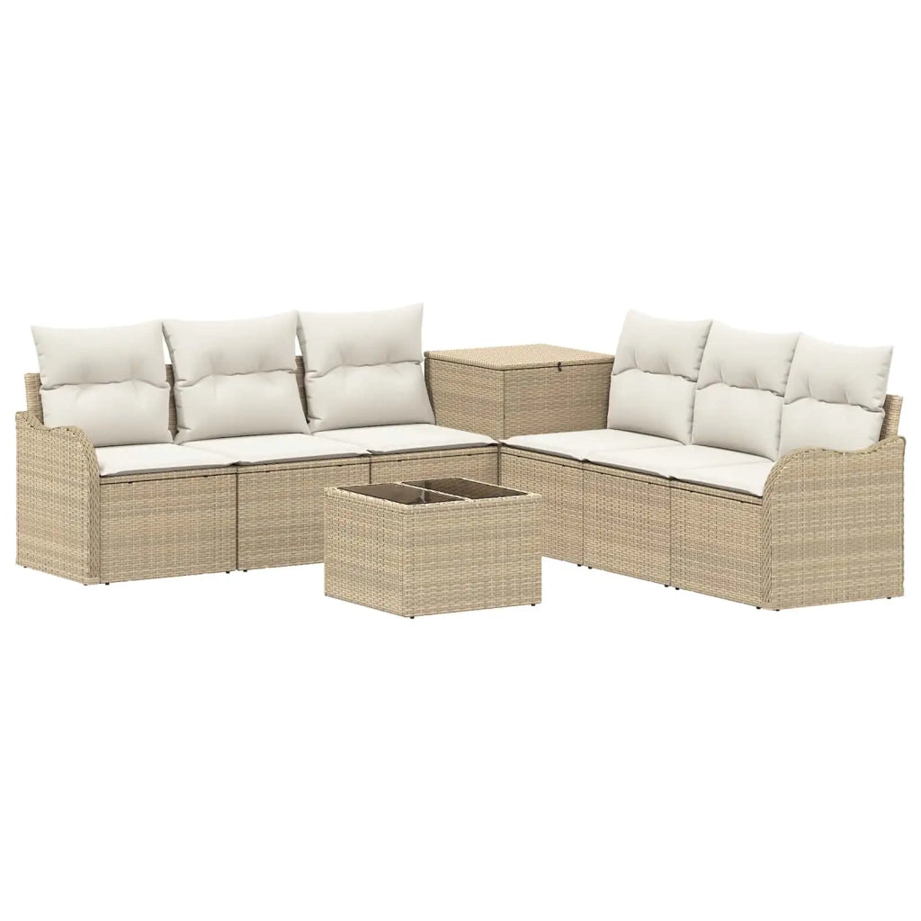 Set di divani 8 pz Beige e Bianco Crema 3448068