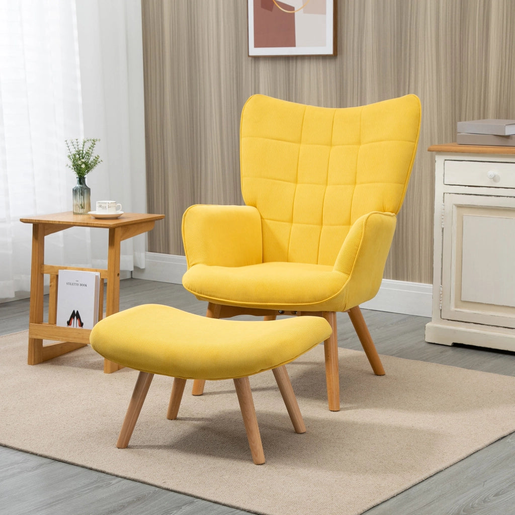 POLTRONA Relax con poggiapiedi 72x80x101 cm Poliestere Giallo