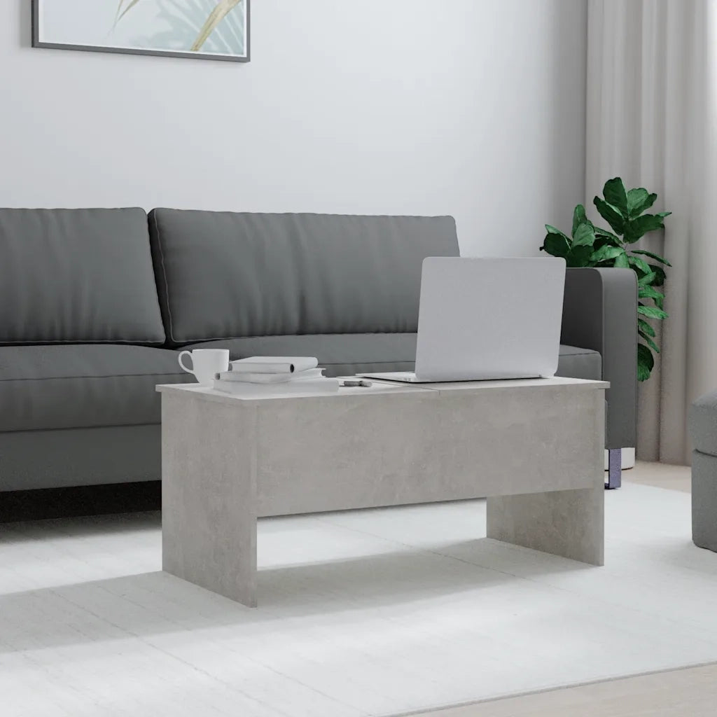 Tavolino da salotto | Tavolino da caff¨¨ | Tavolino da Soggiorno Grigio Cemento 102x50,5x46,5 cm in Legno Multistrato