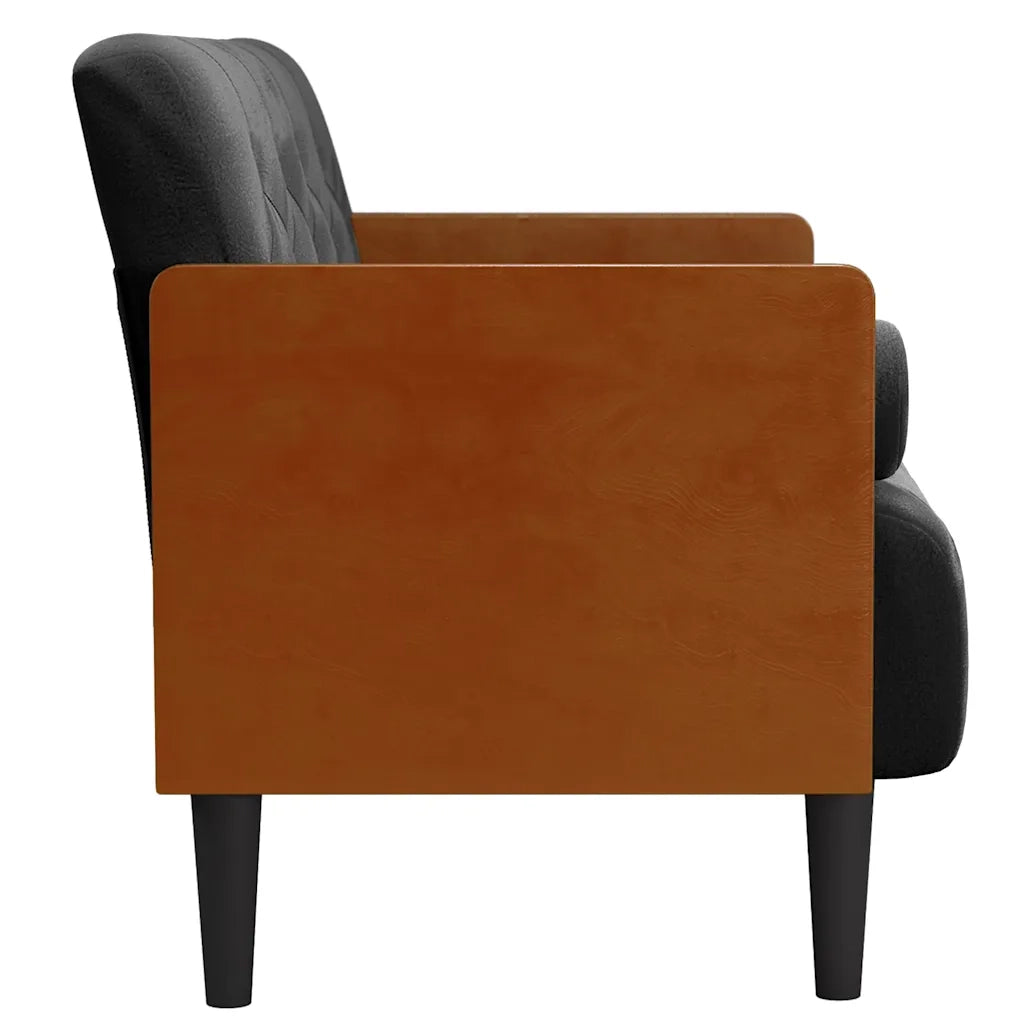 Divano Divanetto con Cuscini Bolster Nero 110 cm Velluto 4100603