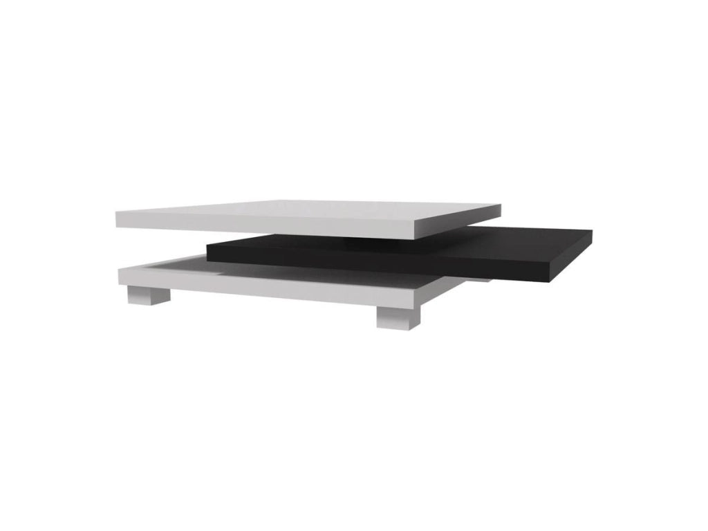 Tavolino "Elena" - 80 x 80 x 32 cm - Bianco / Nero