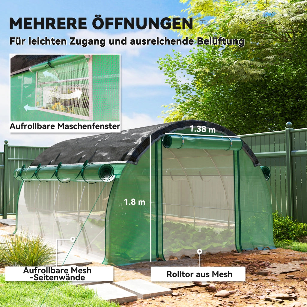 SERRA TUNNEL 4 x 3 x 2 m in plastica verde con rete ombreggiante