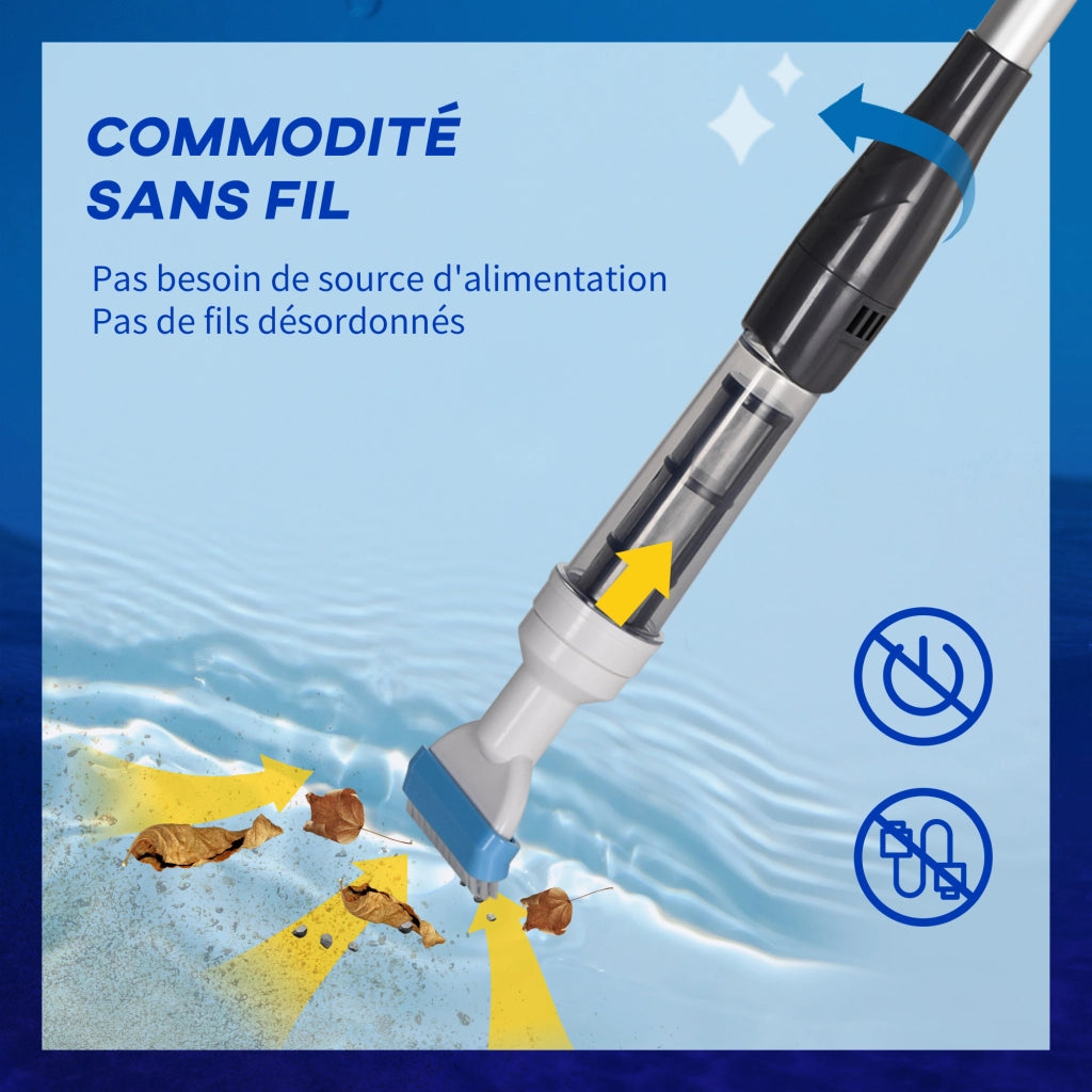 Aspirapolvere per piscina spa senza fili ¨C zephmum ¨C con manico telescopico e 3 spazzole