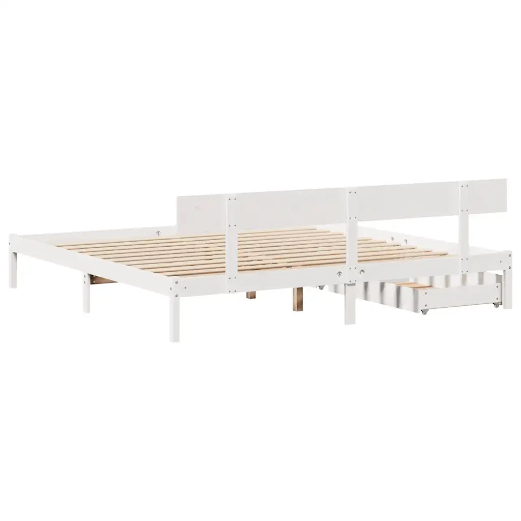 Letto matrimoniale | Letto per adulti | Letto senza Materasso Bianco 180x200 cm Legno Massello di Pino