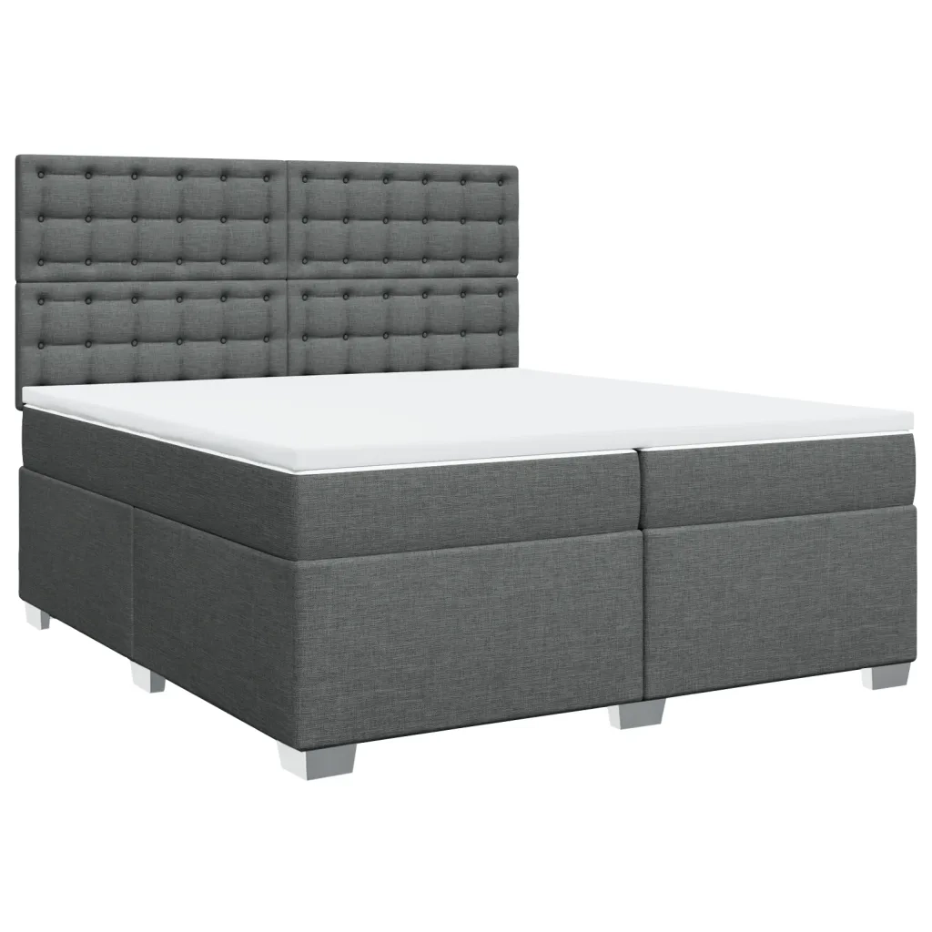 Giroletto a Molle con Materasso Grigio Scuro 200x200 cm Tessuto