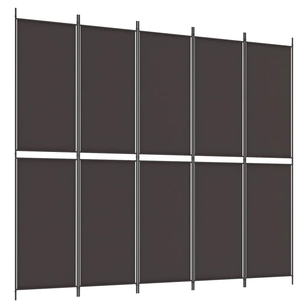 Divisorio a 5 Pannelli Marrone 250x220 cm in Tessuto 350251