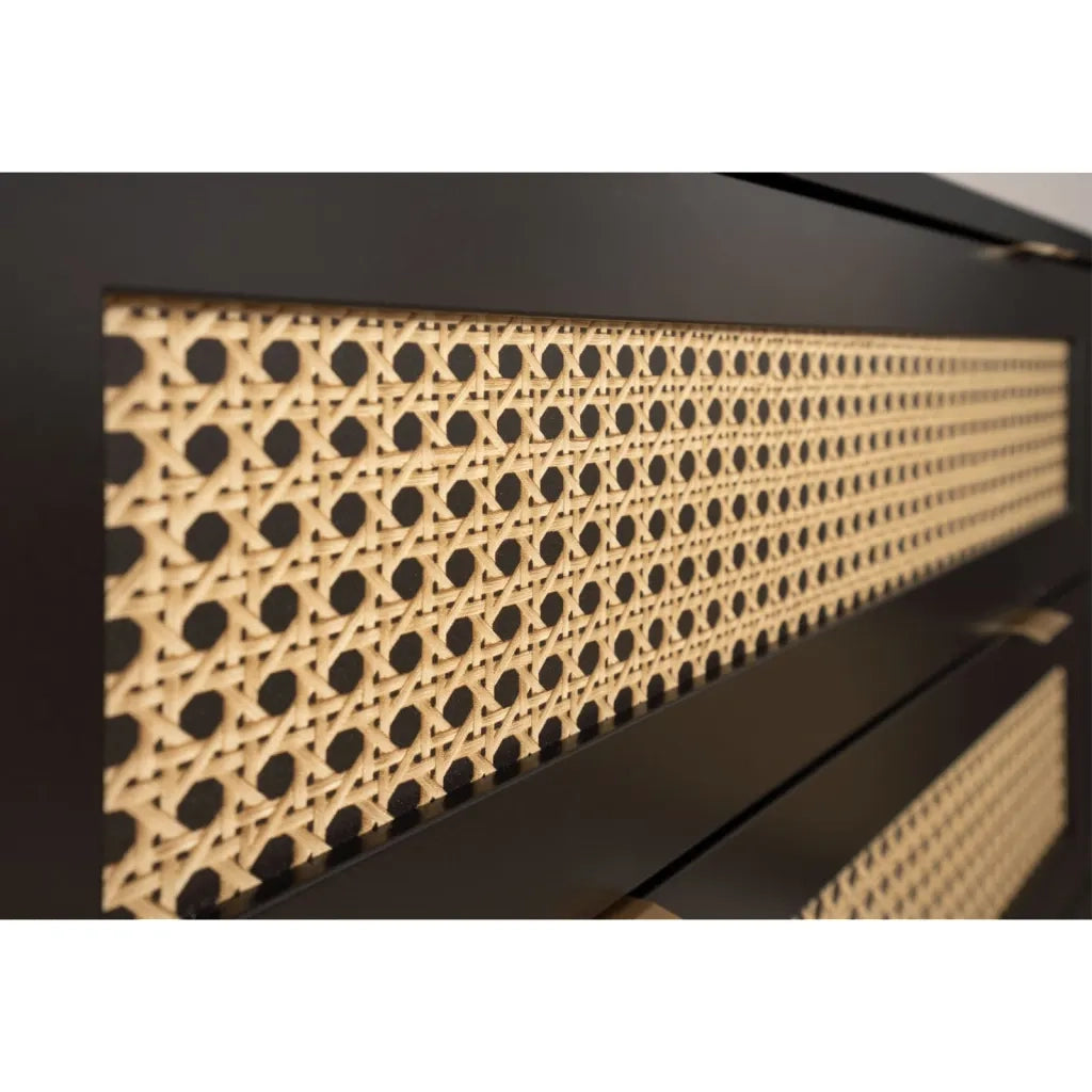 Finori Tavolino da Salotto Vienna 55A Nero con Stampa Rattan 441196