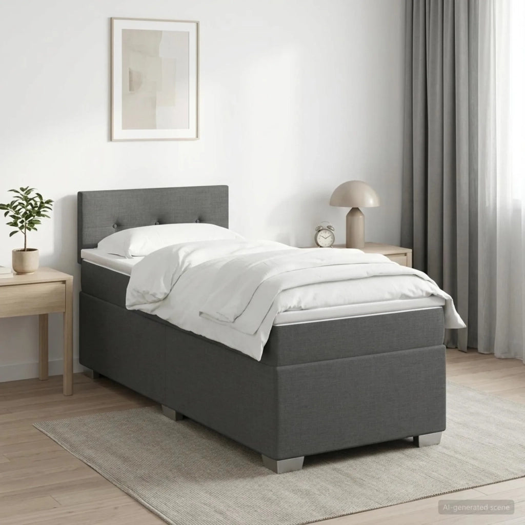 Letto con Box Spring, Materasso e LED Grigio Scuro Singolo 3452039