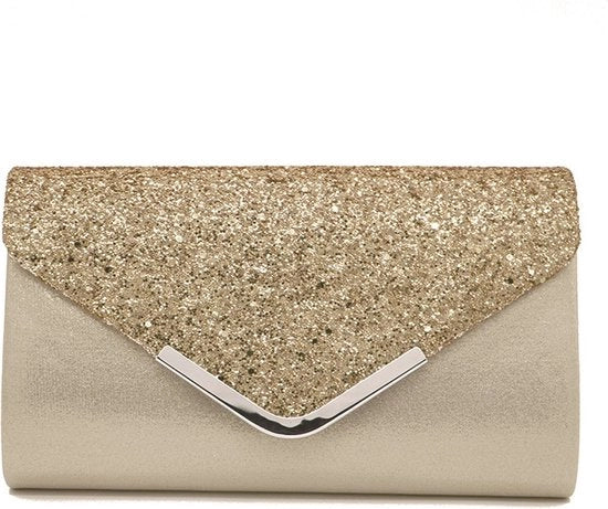Borsa da sera per donne - Borsa - Tasca da sera - Borsa a sacchetto per donne - Glitter - seta - oro - Retro
