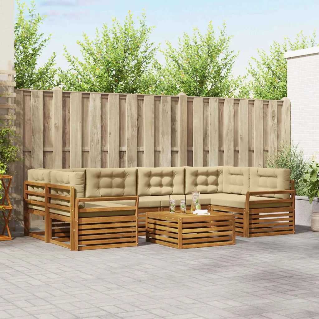 Set di divani da esterno con cuscino 7 pcs Naturale e Beige