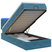 Letto Ottomano con Materasso e LED Blu scuro 90 x 190 cm 3457111