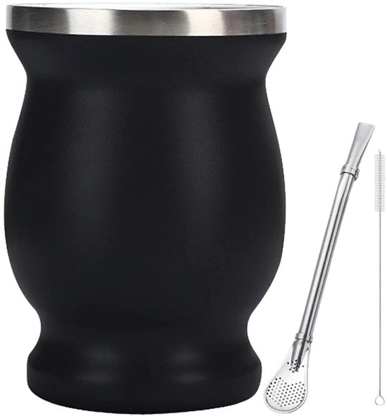 Bicchierino a doppio strato a vuoto Mini - Incluso set di setole e ramoscello - Capacità 8oz - Bicchiere termico