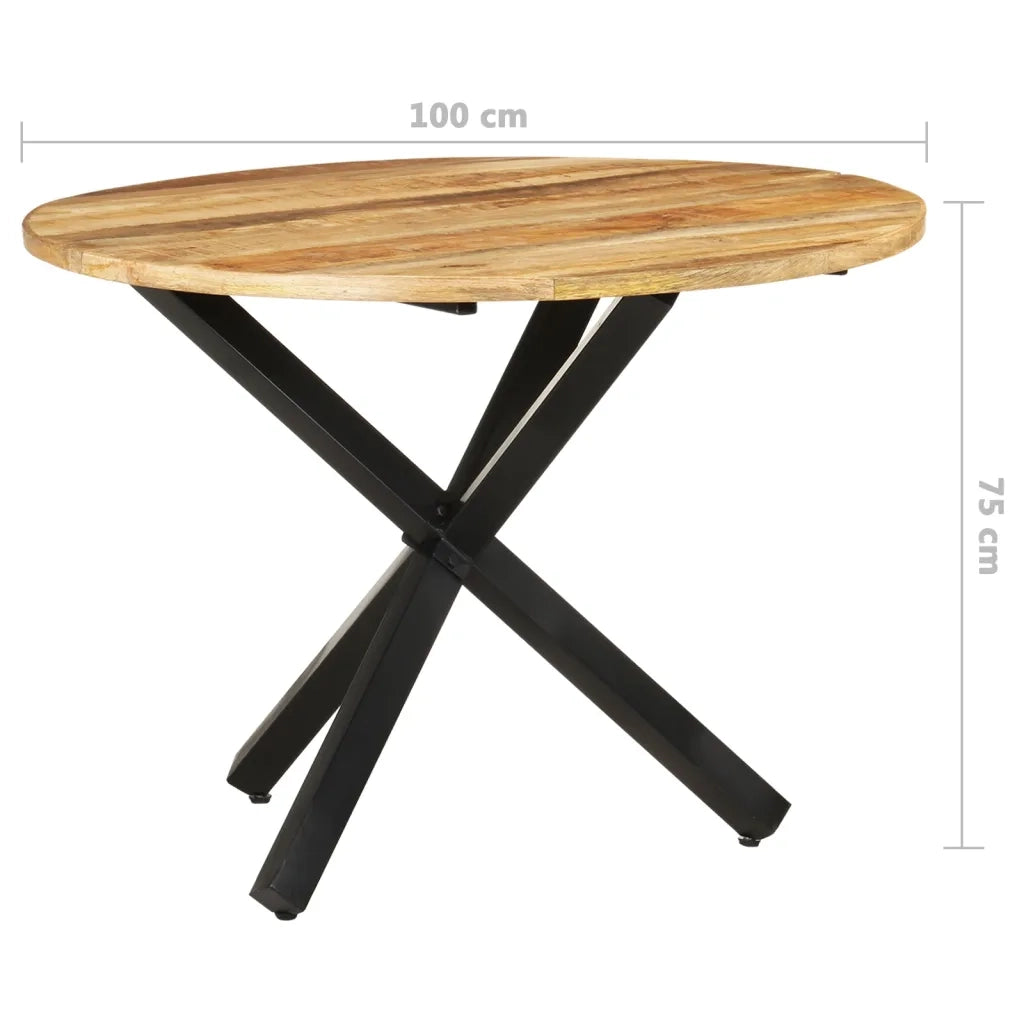 Tavolo da Pranzo Rotondo 100x100x75 cm Massello di Mango Grezzo 321681