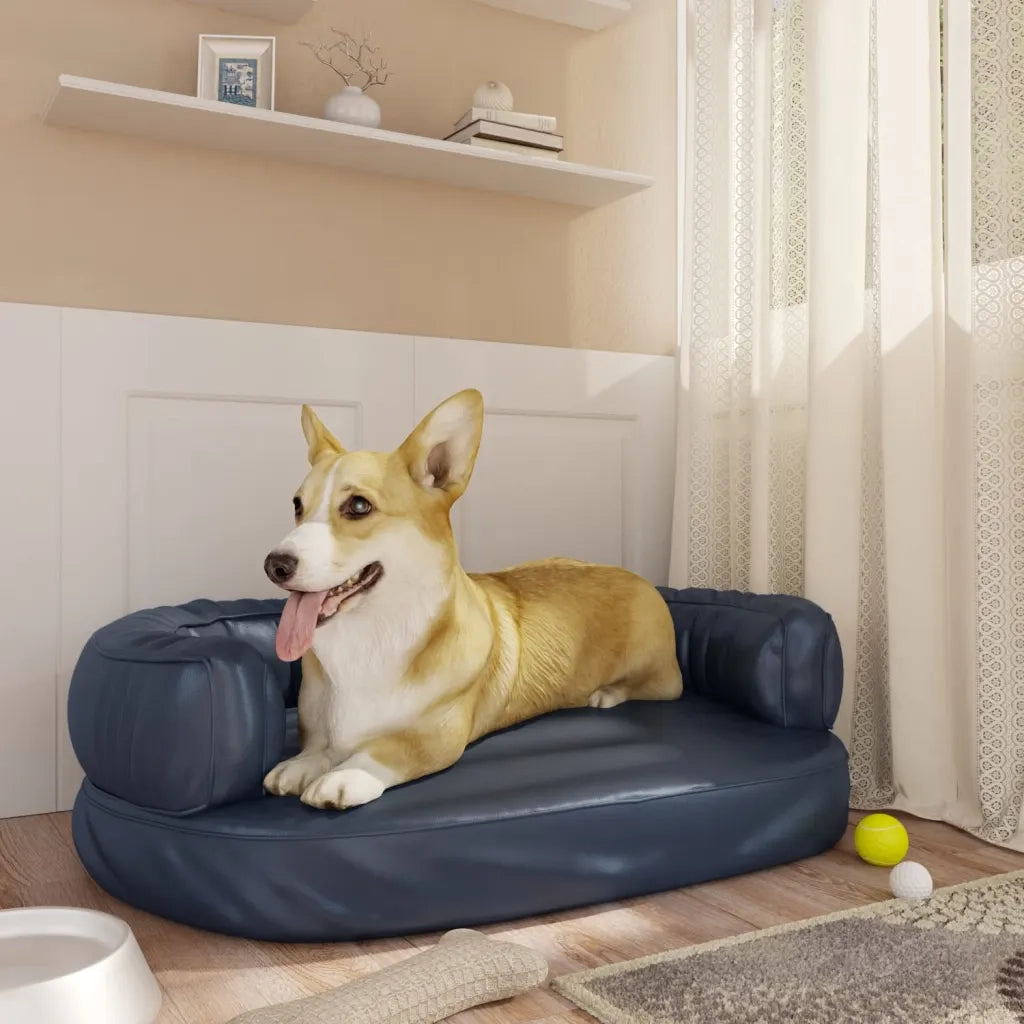 Letto per Cani con Gommapiuma Blu Scuro 60x42 cm in Similpelle 171313