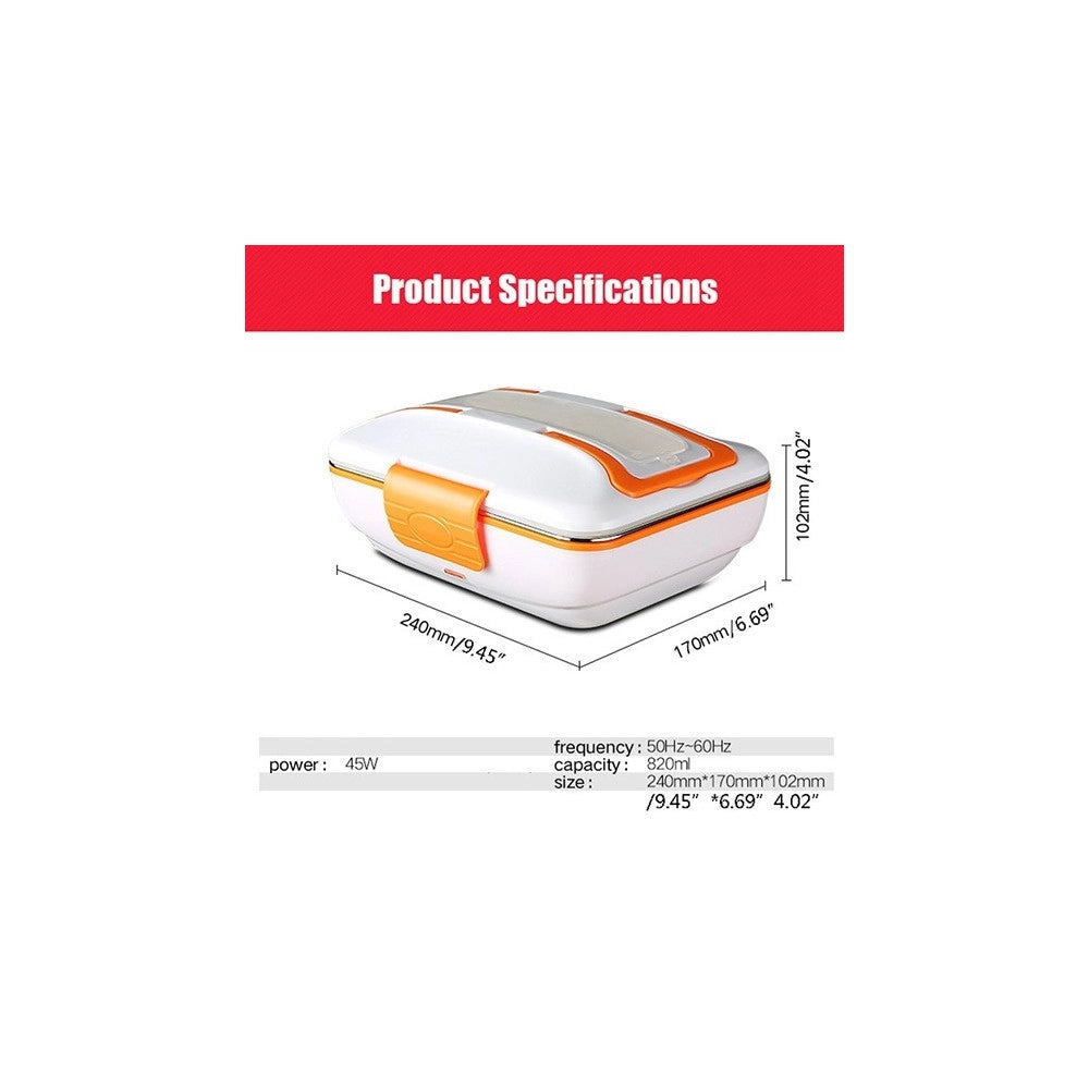 Trade Shop - Scaldavivande Elettrico Lunchbox Contenitore Porta Cibo 3 Scomparti +posate 40w -