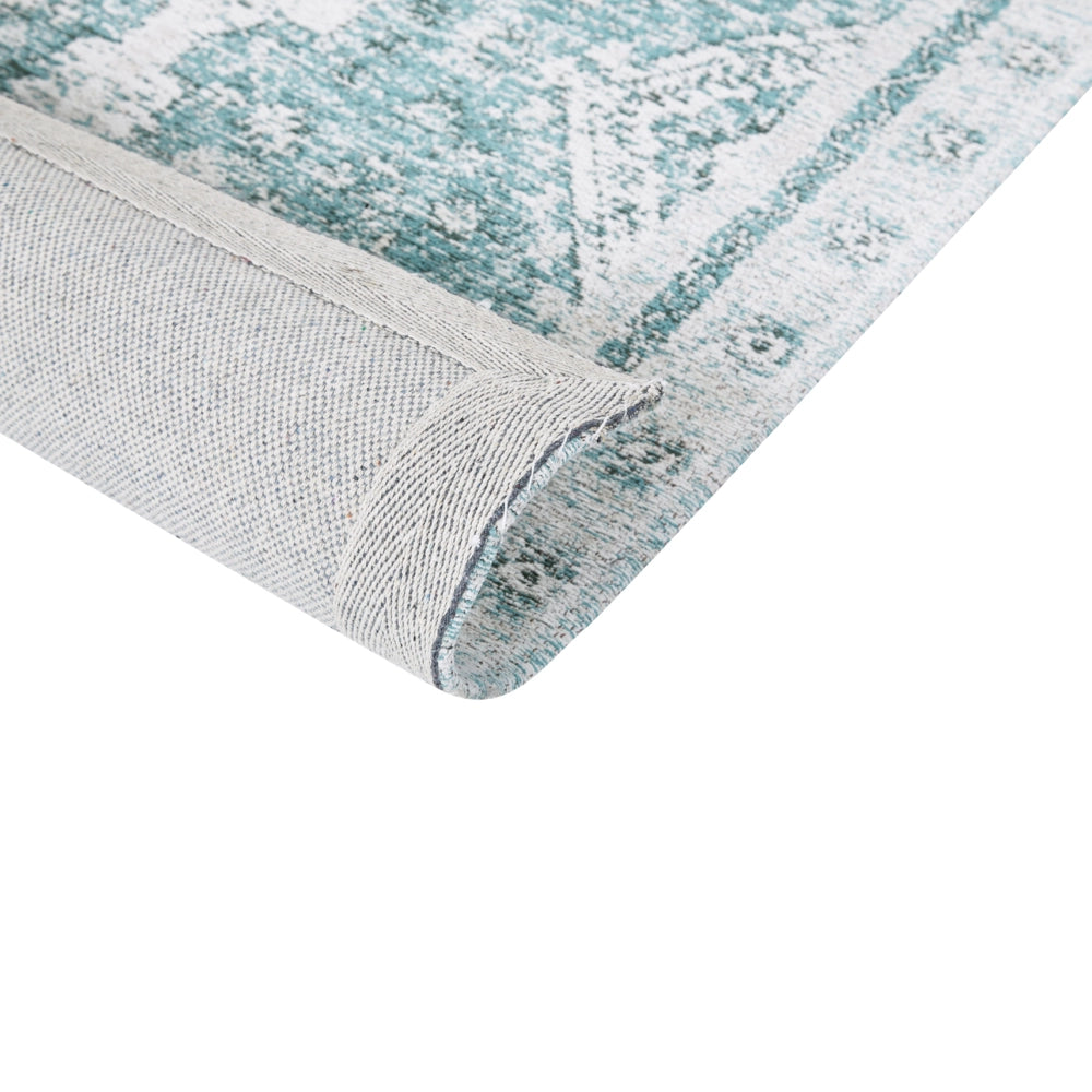 Tappeto in cotone di colore verde menta 80 x 150 cm con motivo orientale soggiorno camera da letto stile retrò
