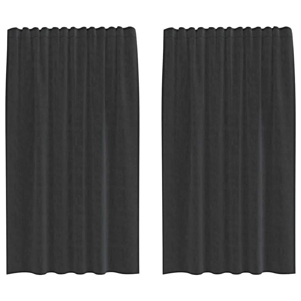 Tende in Voile con Tasche per Aste 2 pz Nero 4102167