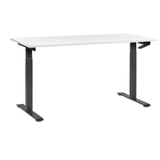 Scrivania regolabile manualmente in altezza Piano del tavolo legno nero Telaio in acciaio bianco 160 x 72 cm Piedi quadrati Design moderno Ufficio