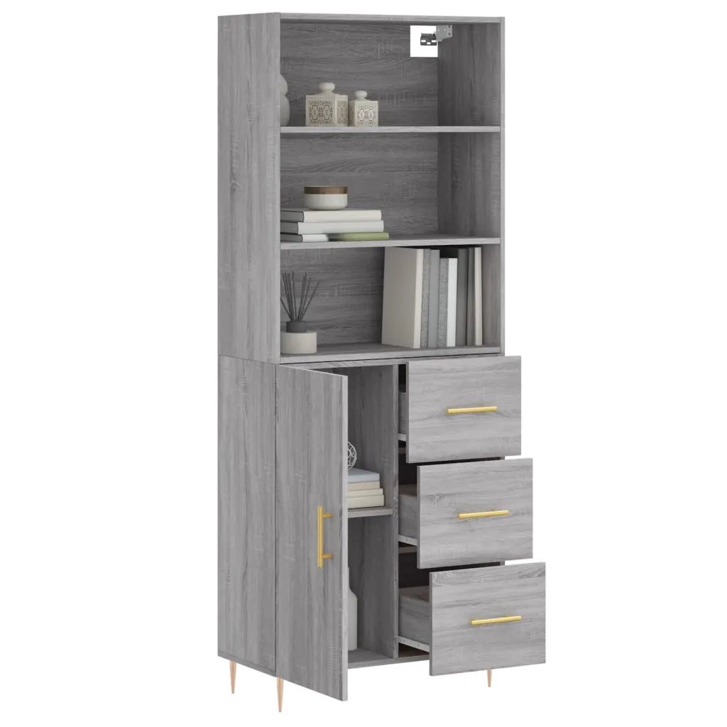 Credenza | Madia | Buffet da pranzo | Armadio da pranzo Grigio Sonoma 69,5x34x180 cm in Legno Multistrato