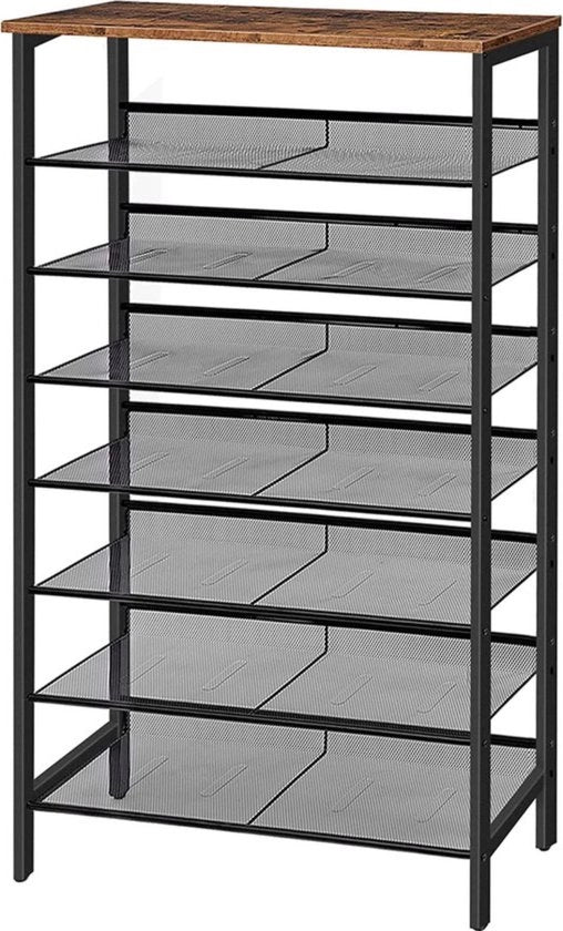 Raccoglitore di Scarpe 8 Strati - Per 24-32 Paia - Metallo/Legno - Design Industriale