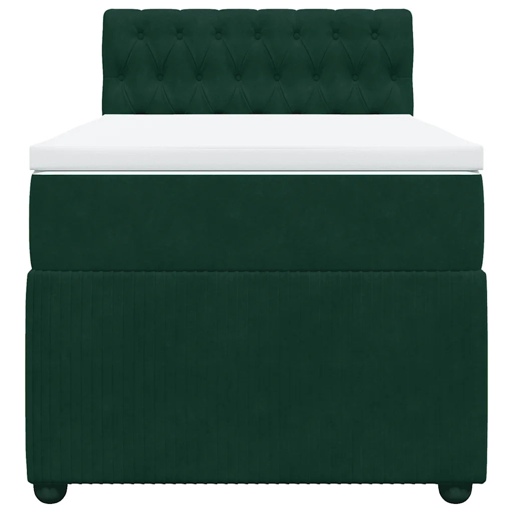 Giroletto a Molle con Materasso Verde Scuro 100x200 cm Velluto