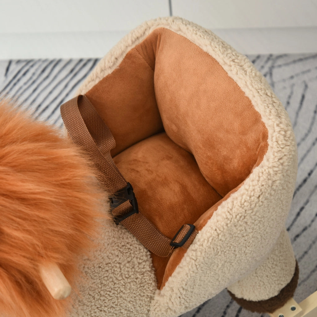Dondolo Leone Giocattolo per Bambini ¨C zephmum ¨C Legno e Peluche 18-36 Mesi