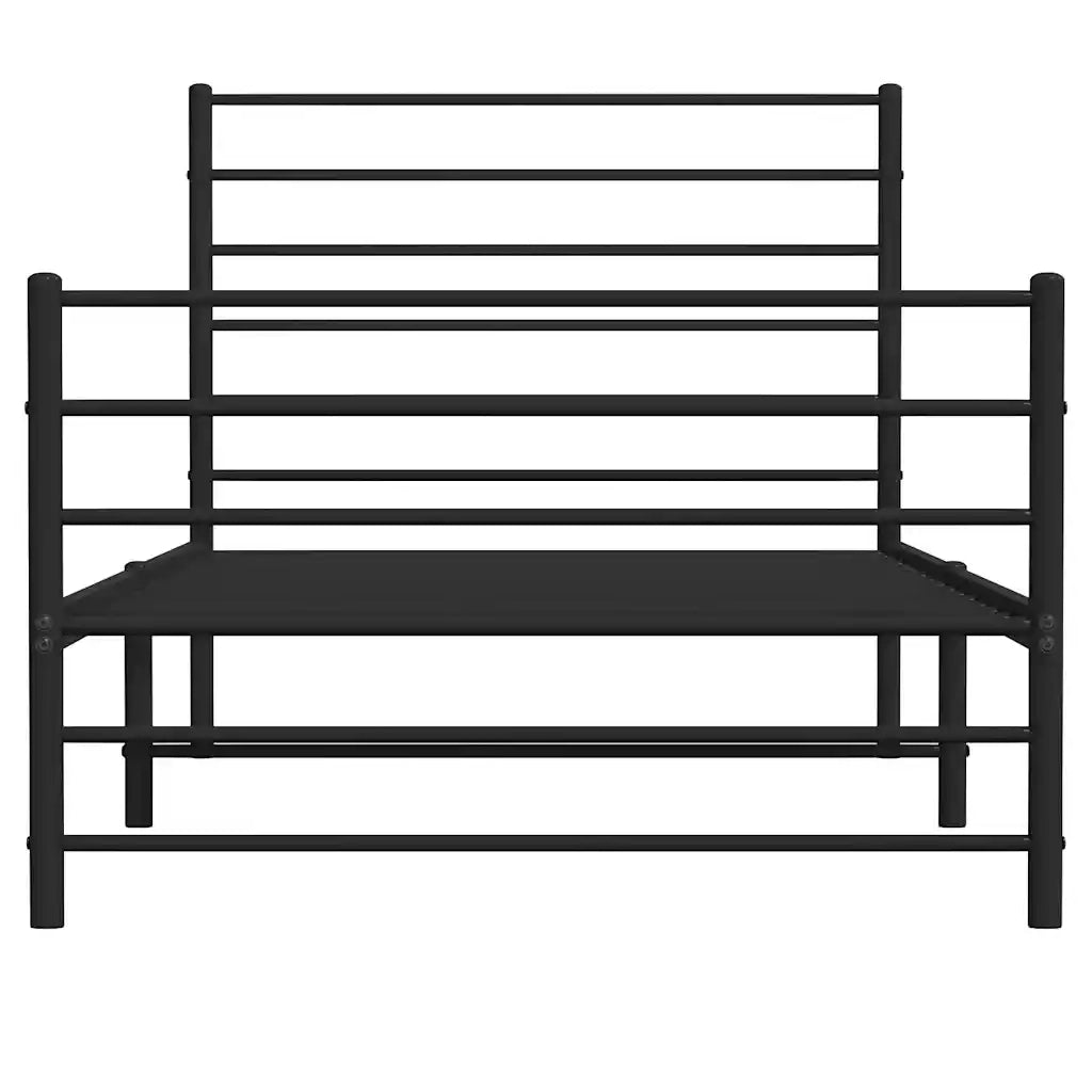 Giroletto con Testiera e Pediera Metallo Nero 80x200 cm 352328