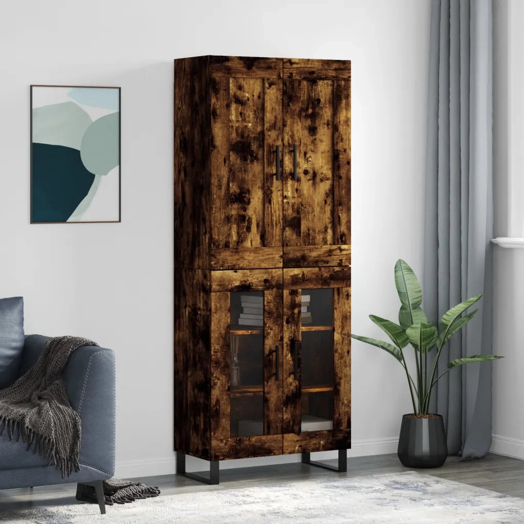 Credenza | Madia | Buffet da pranzo | Armadio da pranzo Rovere Fumo 69,5x34x180 cm in Legno Multistrato