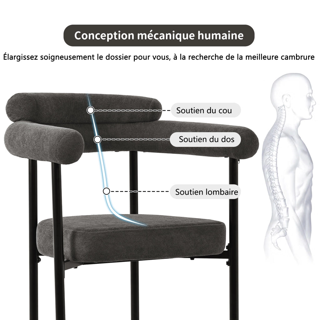 Sedie da Pranzo Imbottite ¨C MINIMAL ¨C Grigio Scuro, Velluto, Set 2 Pezzi