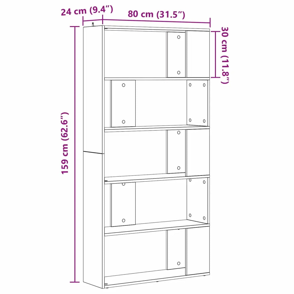 Armadio per Libri Rovere artigianale 80 x 24 x 159 cm