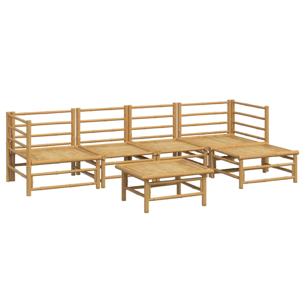 Set Salotto da Giardino 6pz con Cuscini Grigio Chiaro Bambù 3155104