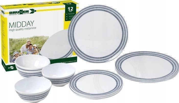 Brunner Midday Bluebay set di stoviglie da camping Melammina