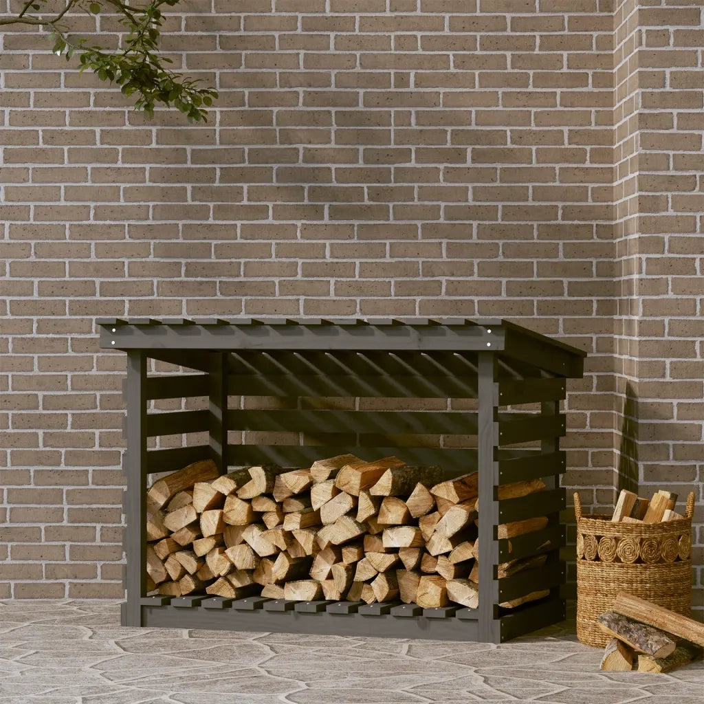 Portalegna Grigio 108x73x79 cm in Legno Massello di Pino cod mxl 61623