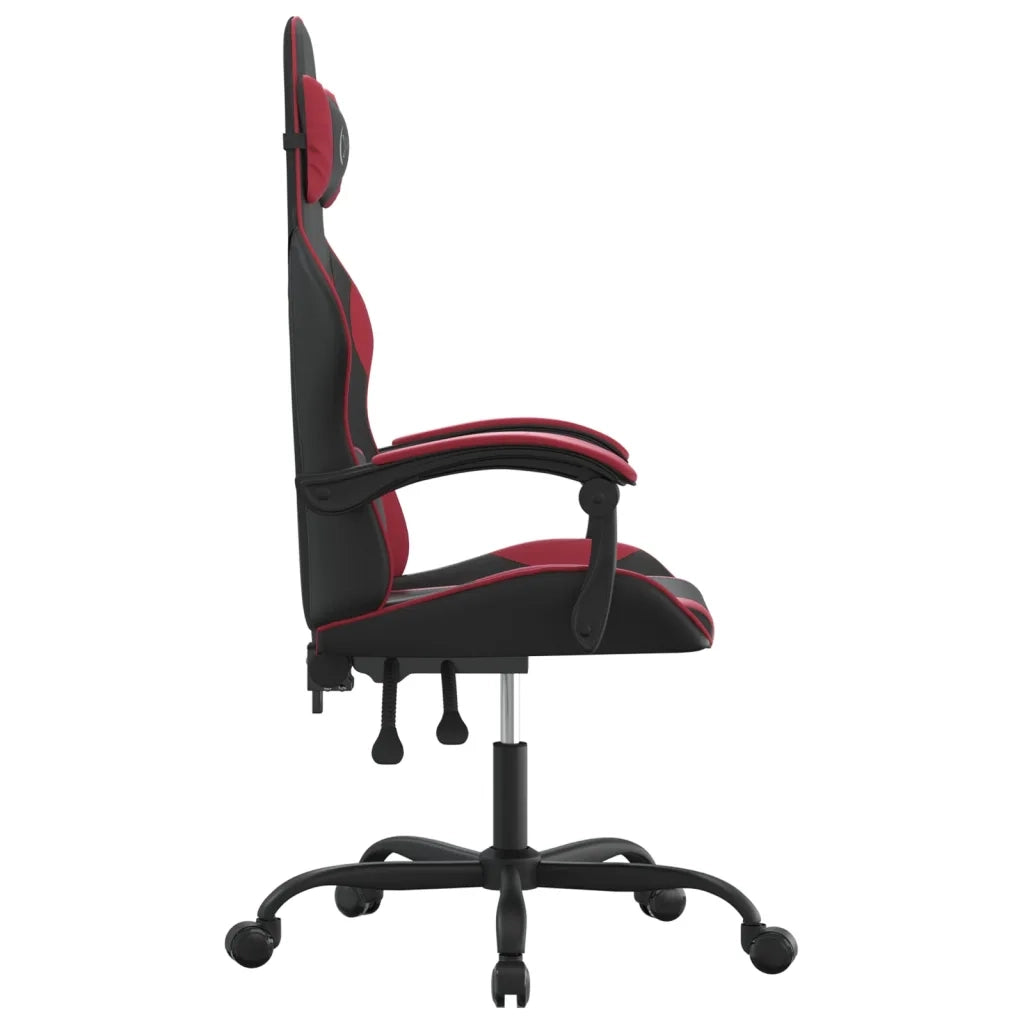 Sedia da Gaming Girevole Nero e Rosso Vino in Similpelle 349574