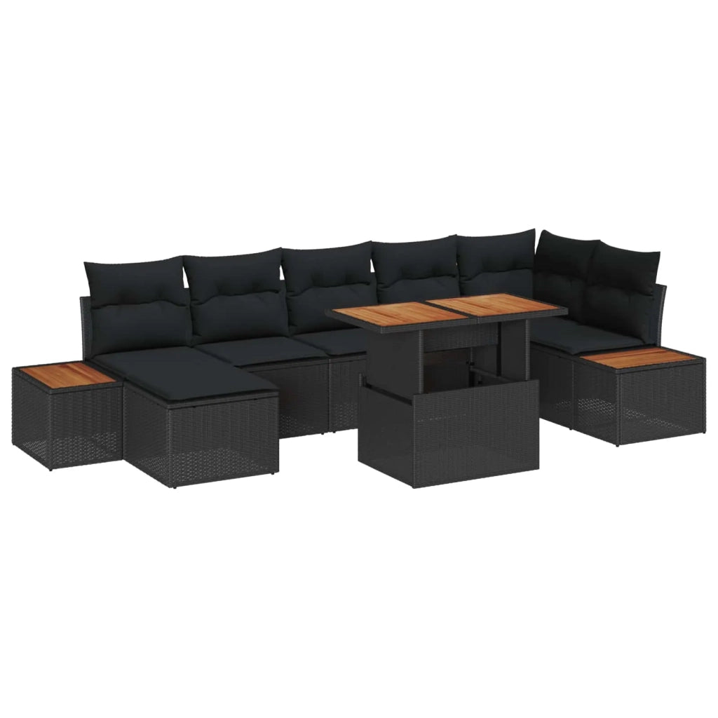 Set Divano da Giardino con archiviazione 8 pcs Nero Poly Rattan 3358827