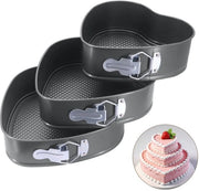 Set di 3 forme per torte a forma di cuore, telaio di cera di miele in acciaio inossidabile a carbonio, forme per torte e cheesecake Heavy Duty, teglia per torte e cheesecake dimensioni 20/22/24cm