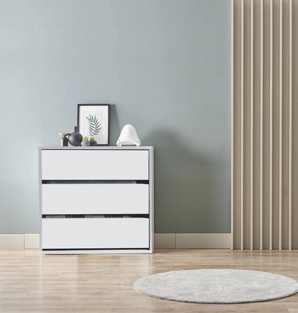 Cassettiera Antar, Settimanale a 3 cassetti, Mobile ComÒ² basso per interno armadio, Settimanale moderno, cm 60x44h57, Bianco