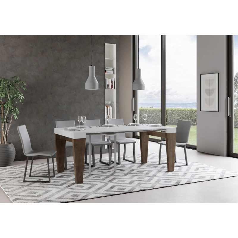 Consolle allungabile 90x40/300 cm Spimbo Mix piano Bianco Frassino - Bianco Frassino/Noce