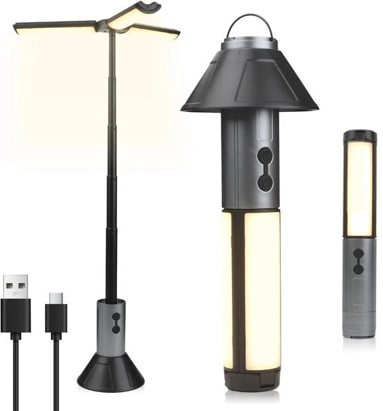 Lampada da Campeggio Raffreddabile - 3000mAh Lampada da Campeggio Ricaricabile - 2 Modi di Illuminazione Regolabili & 3 Modi di Luce di Emergenza - IPX4 Impermeabile - Lampada Portatile Ripiegabile per Campeggio, Escursioni, Emergenza Domestica