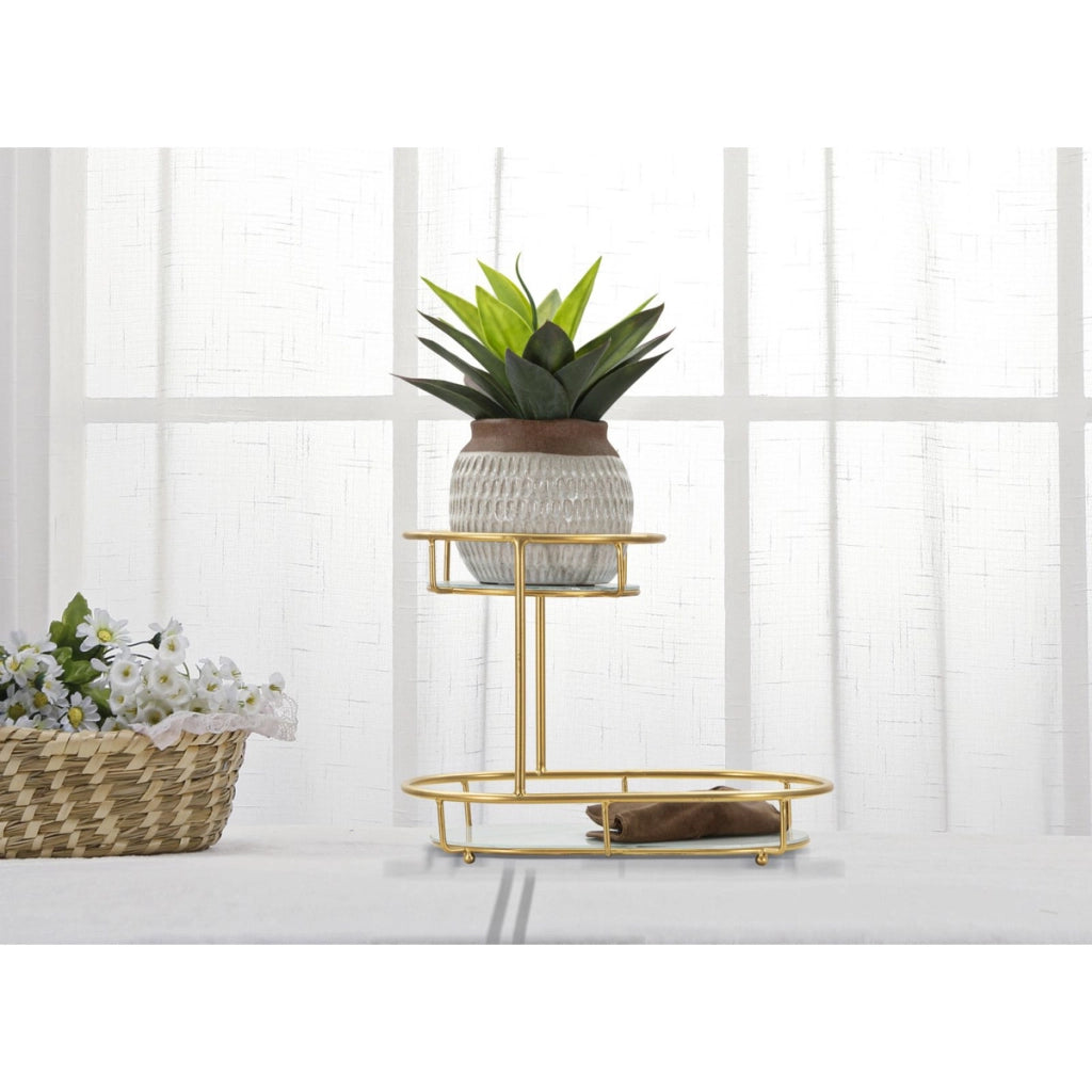 Vassoio VKH690, Oro, Metallo, 36x22,5x27 cm
