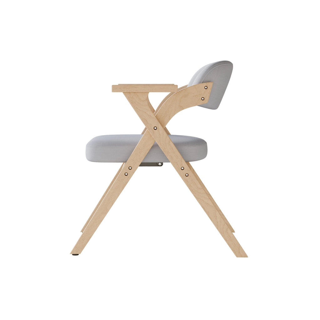 Set di 6 sedie pieghevoli con braccioli in legno e lino grigio