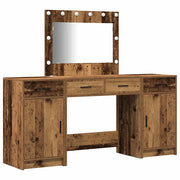 Toeletta | Tavolo da Trucco con cassetto 3 pz Marrone Legno multistrato