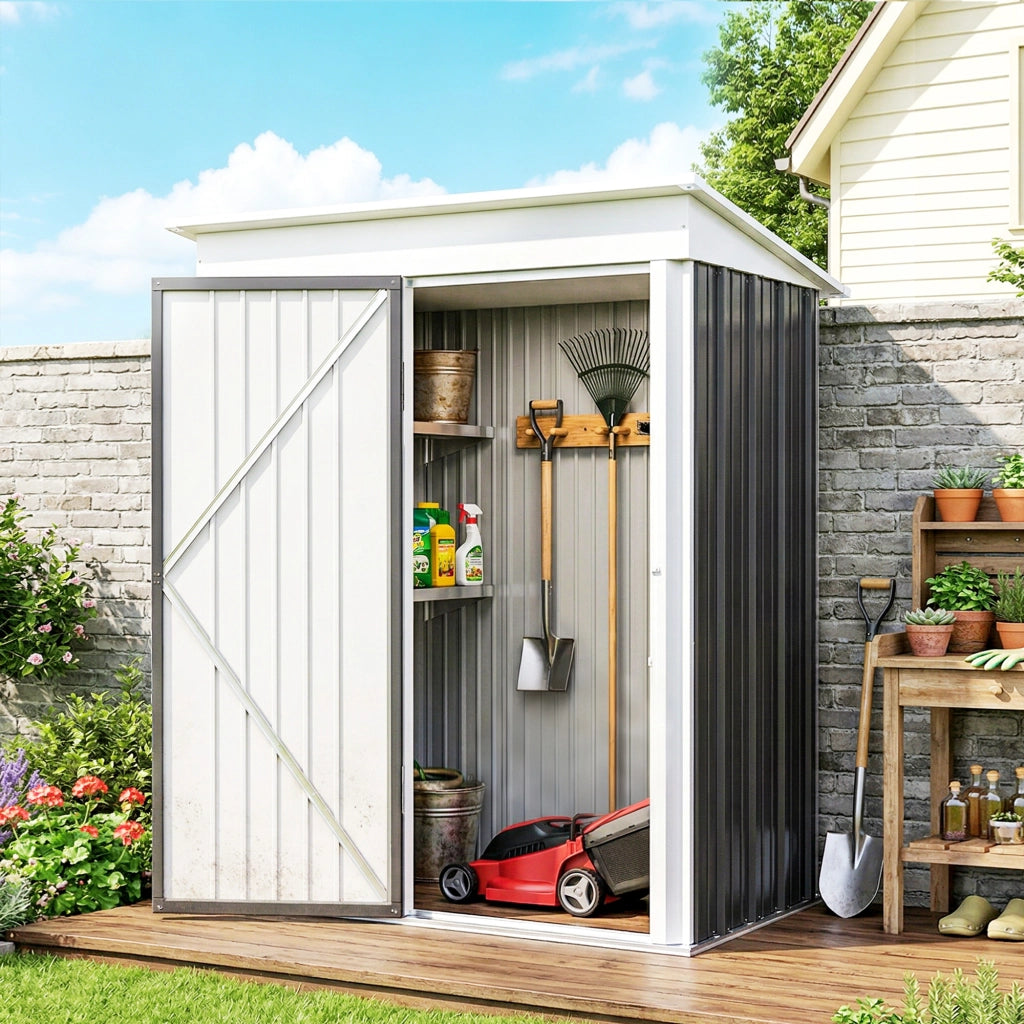 Capanno per attrezzi da giardino in acciaio ondulato ¨C zephmum ¨C colore grigio scuro