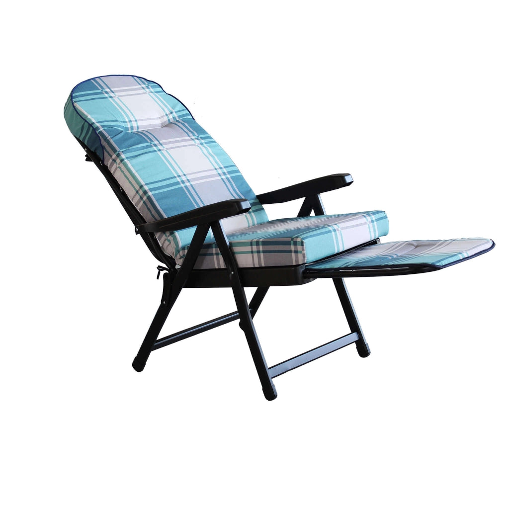 Poltrona Sdraio relax reclinabile in Tessuto Acciaio cm 155x60x60 - QUENTIN